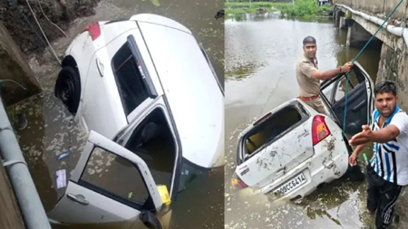 तेज रफ्तार स्विफ्ट कार सड़क किनारे तालाब में गिरी, 5 लोगों की दर्दनाक मौत