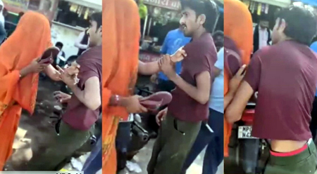 दुष्कर्म पीड़िता ने आरोपी को बीच बाजार चप्पल से पीटा, घसीटकर ले गई थाने