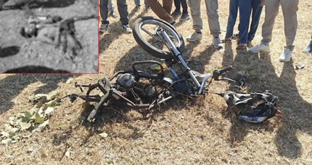 चलती बाइक में धमाका : युवक की दर्दनाक मौत, पैरों के उड़े चीथड़े; फोरेंसिक जांच शुरू