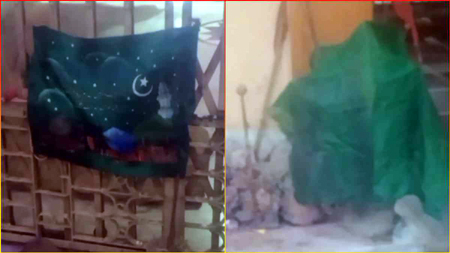 दुर्गा मंदिर में इस्लाम का झंडा, धार्मिक आस्था से छेड़छाड़ पर ग्रामीणों में आक्रोश