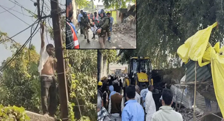 इंदौर में हाई वोल्टेज ड्रामा! बिजली पोल पर चढ़ा युवक, छत पर चढ़ी युवती....